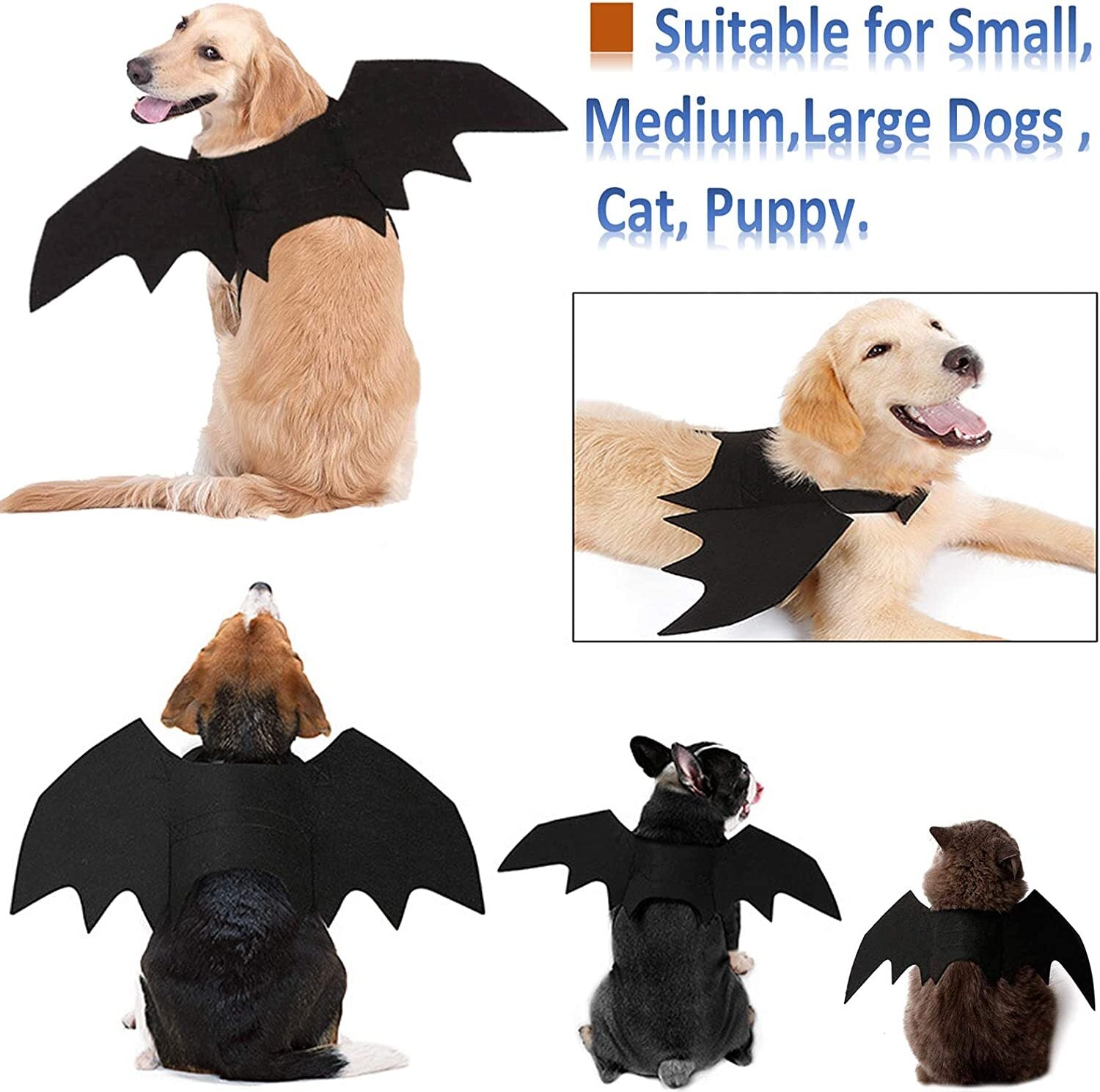 Halloween Pets Wing Costumes for Dogs Cats Pet Black Bats Wings Funny Costume