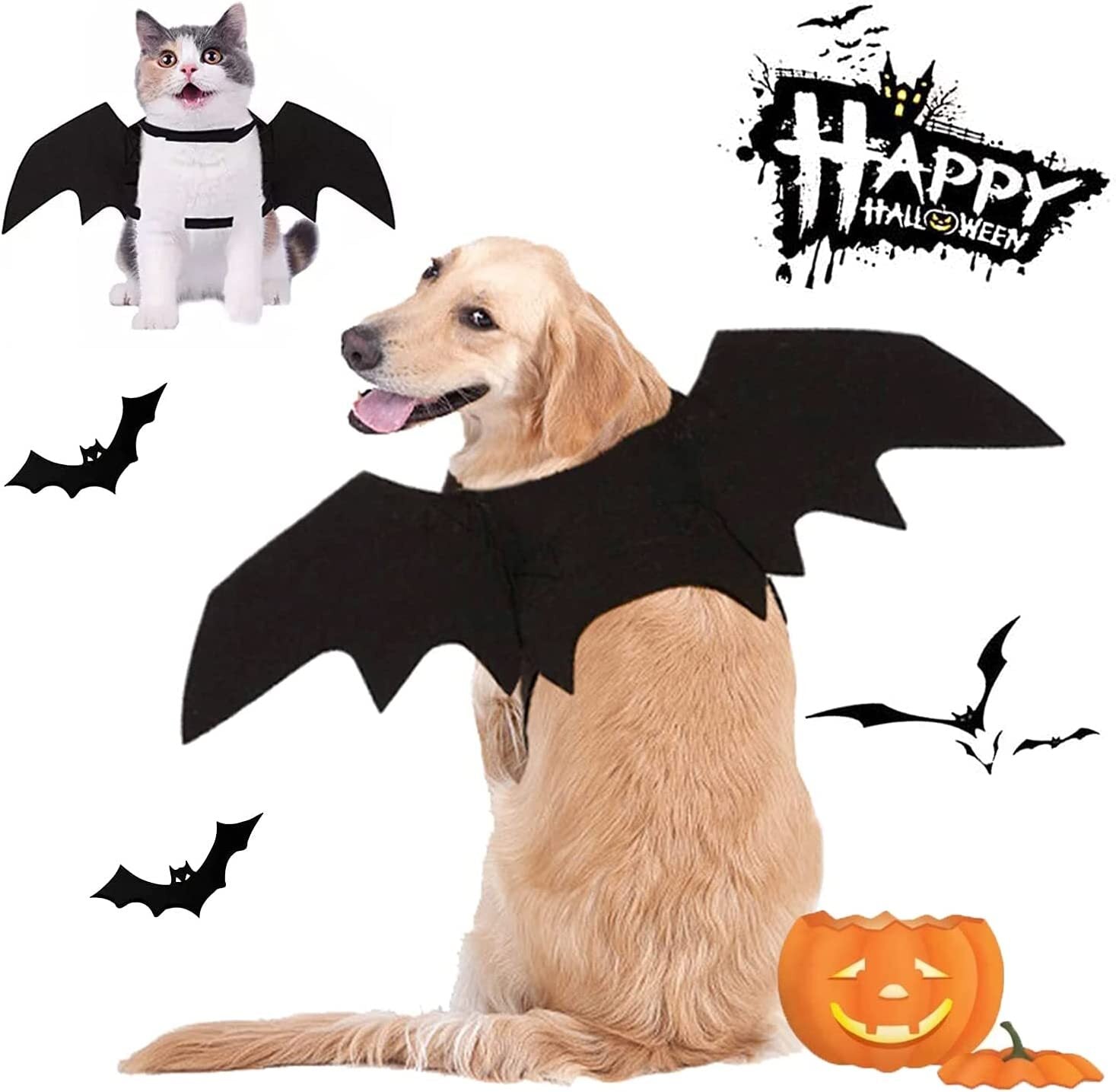 Halloween Pets Wing Costumes for Dogs Cats Pet Black Bats Wings Funny Costume
