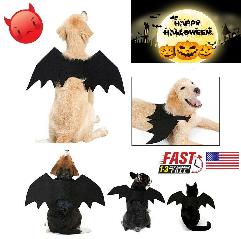 Halloween Pets Wing Costumes for Dogs Cats Pet Black Bats Wings Funny Costume