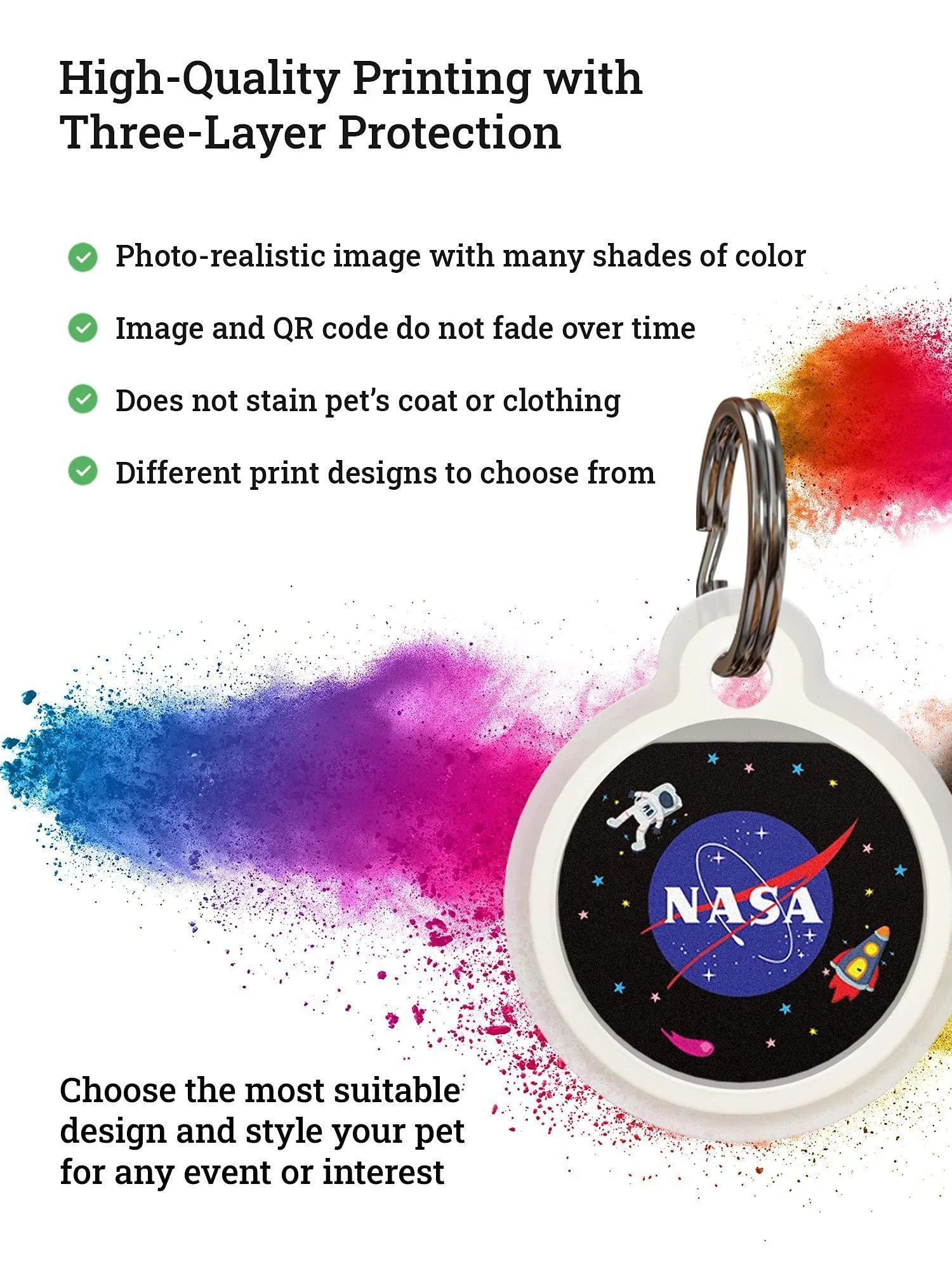 Dog Tags for Pets Silicone QR Code Pet ID Tags for Dogs & Cats US Flag S Size