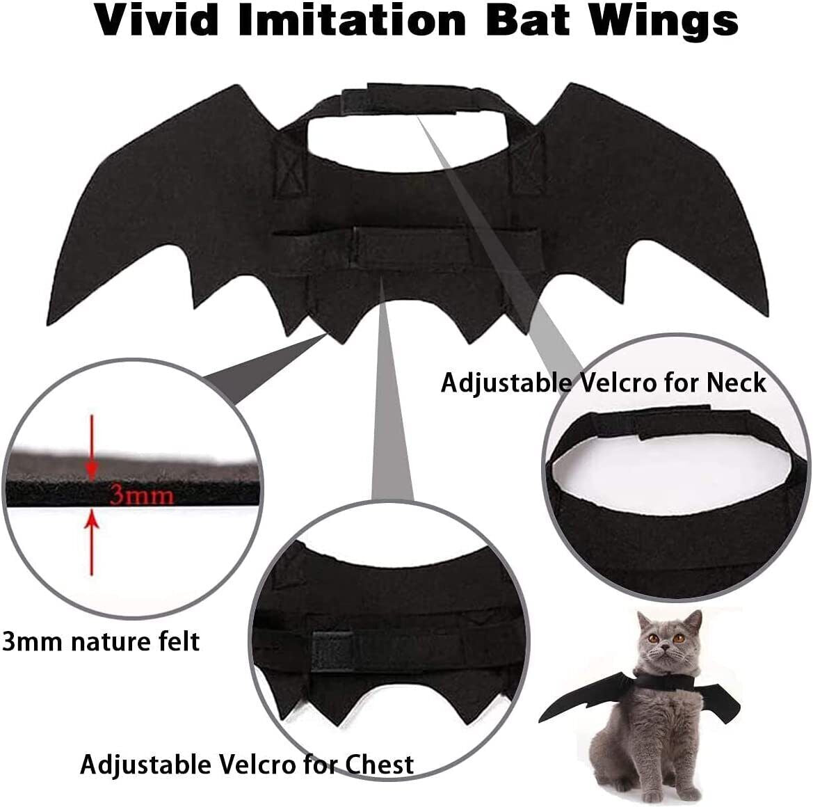 Halloween Pets Wing Costumes for Dogs Cats Pet Black Bats Wings Funny Costume